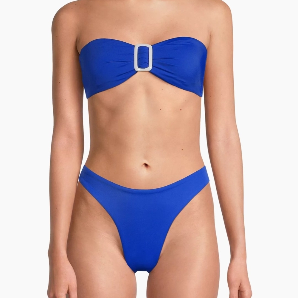Bikini Set- Blue-Milly Margot Bandeau Bikini Top & Milly Mid-rise bikini Bottom